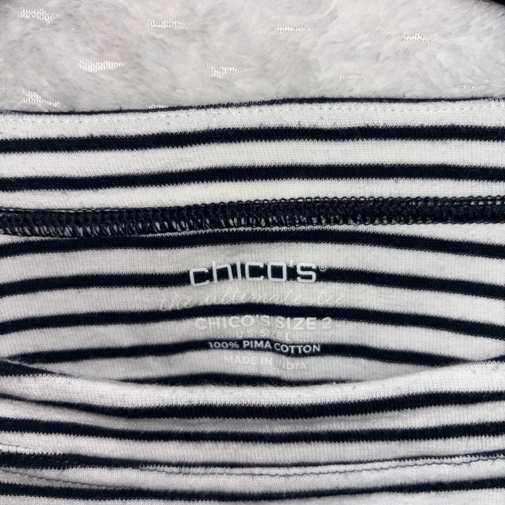 Chico's Striped Short Sleeve Tee - Picture 3 of 5